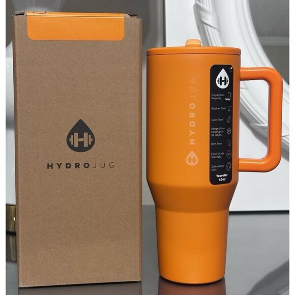 LIMITED EDITION HydroJug 40oz Traveler, TANGERINE - Picture 2 of 6